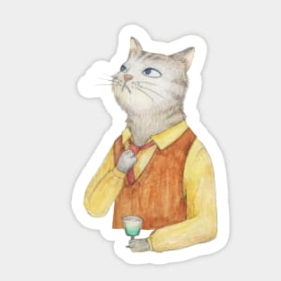 Cat and absinth Sticker